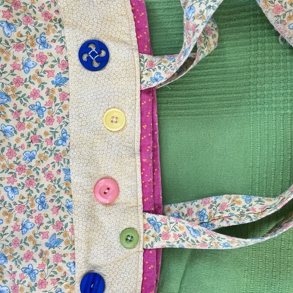 Floral Tote Bag with Colorful Buttons - Picture 5 of 9